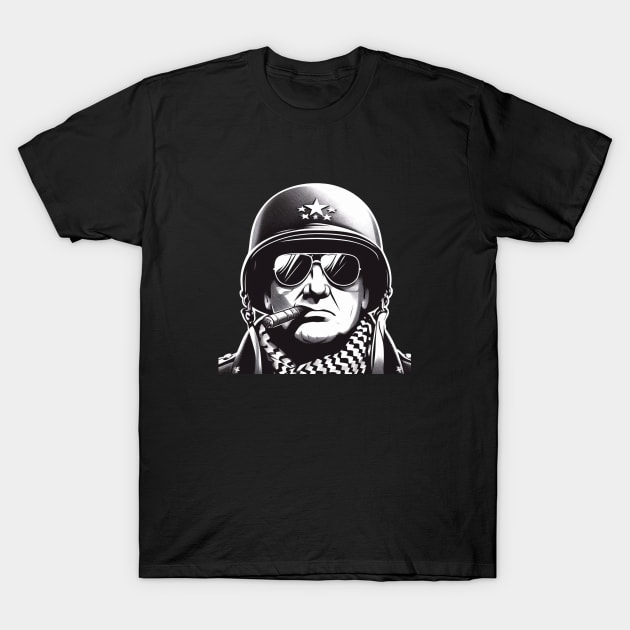Legendary General George S. Patton Sketch Art T-Shirt T-Shirt by BattlegroundGuide.com